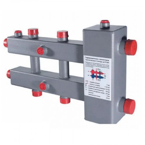Гидроразделитель с коллектором 3 контура до 70 кВт горизонтальный Valtec VTc.100.SH.070603