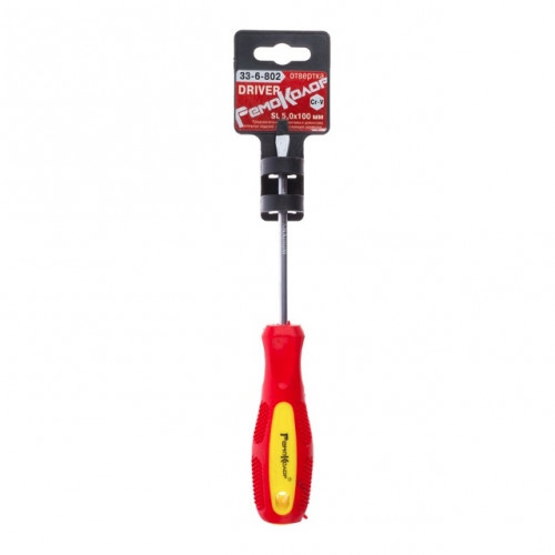 Отвертка шлицевая SL5x100мм CR-V, двухкомпонентная рукоятка Driver РемоКолор 33-6-802
