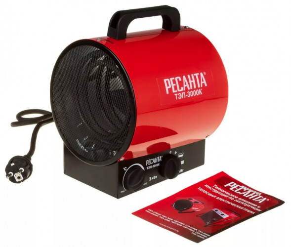 Пушка тепловая электрическая (ТЭН) ТЭП-3000К, 3 кВт, Ресанта 67/1/8