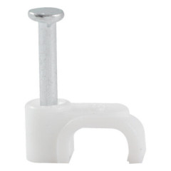 Держатели для плоского кабеля белые 6мм в комплекте гвозди 1.7*15мм 100 штук