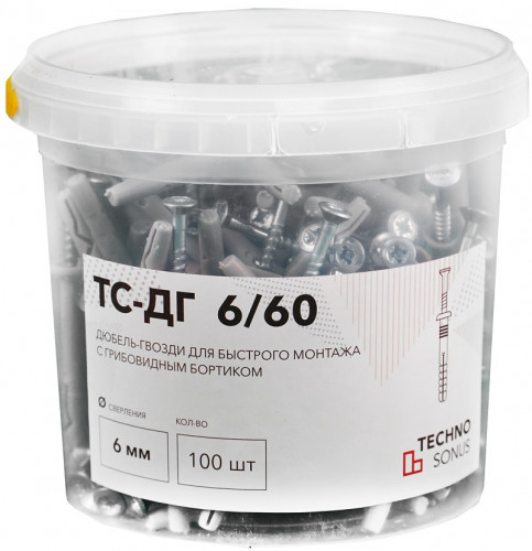 Дюбель-гвоздь ТС-ДГ 6х60, ТехноСонус 100шт.