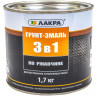 Грунт-эмаль по ржавчине 3 в 1 алкидная желтая глянцевая Лакра 1,7кг