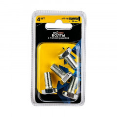 Болт шестигранный М10*20 оцинкованный DIN933 Bauhow, 4шт