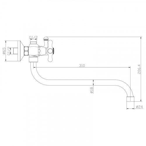 Смеситель универсальный круглый излив L=310мм Rossinka Y02-82