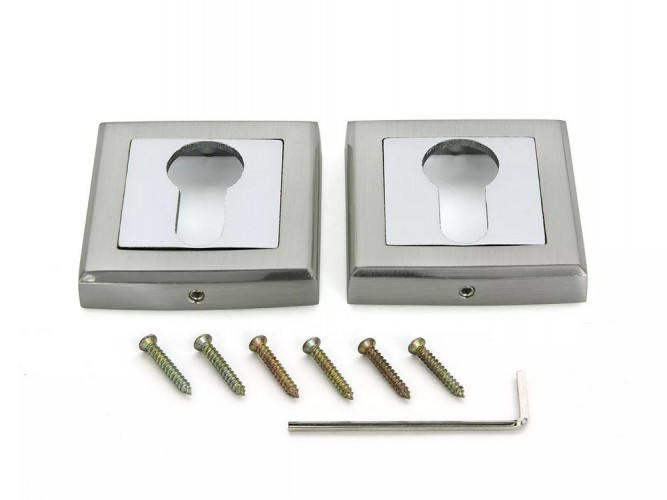 Накладка под ключевой цилиндр FZ S SN ET, квадратная, матовый никель, Фабрика замков