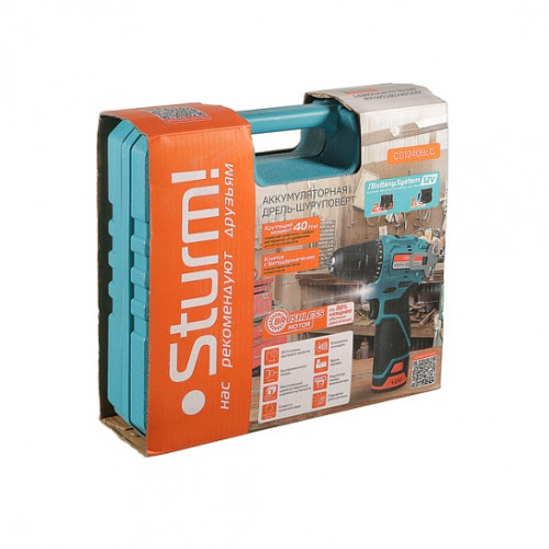 Дрель-шуруповерт аккумуляторная 12В, 2х2 Ач, 1400 об/мин Li-lon 1BatterySystem Sturm CD1240BLC
