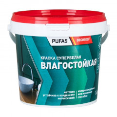 Краска акрилатная влагостойкая белая Decoself Pufas 0,89 л / 1,4 кг