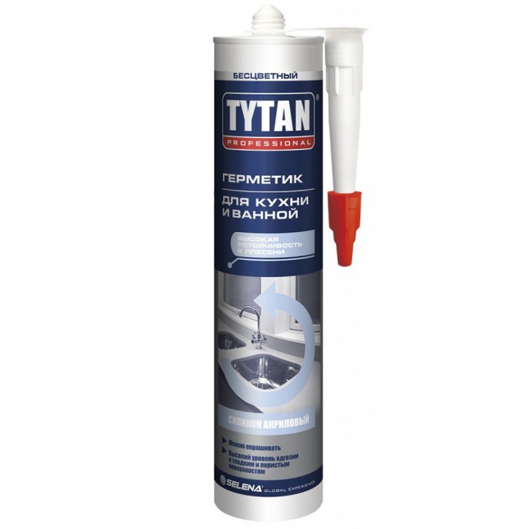 Герметик силиконоакриловый для Кухни и Ванной бесцветный Tytan Professional (280 мл)