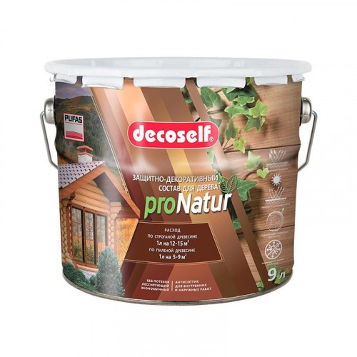 Антисептик лессирующий для дерева Эбеновое дерево Pufas ProNatur Decoself 9л