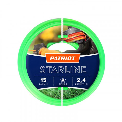 Леска для триммера, звезда 2,4мм, 15м Starline Patriot 805205010