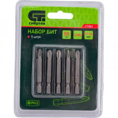 Насадка-бита PH 2х50мм, 5шт CrMo Сибртех 11241