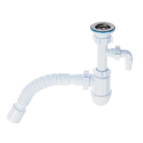 Сифон с гибкой трубой 1 1/2х40 С0310 40х50мм с отводом для стиральной машины Ани Пласт