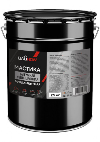 Мастика битумная изоляционная фундаментная, 20л/25кг BAUHOW