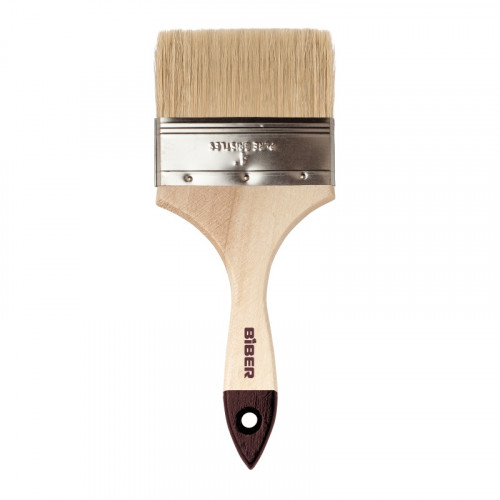 Кисть плоская 100мм, натуральная щетина, деревянная ручка, Стандарт Бибер 31127