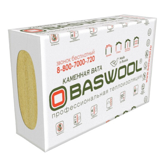 Теплоизоляция Baswool Руф 140 кг/м3 (100*600*1200) 3шт. 2,16м2 (0,216 м3)