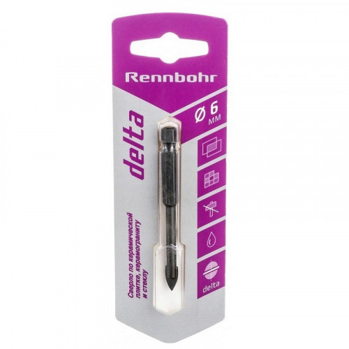 Сверло по стеклу и кафелю 6х100мм RB Delta 676006