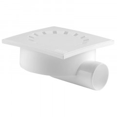 Трап для душа горизонтальный 150х150х50мм белый пластик РТП 36581