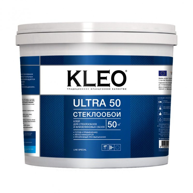 Клей KLEO ULTRA 50 для стеклообоев готовый к применению, 10кг