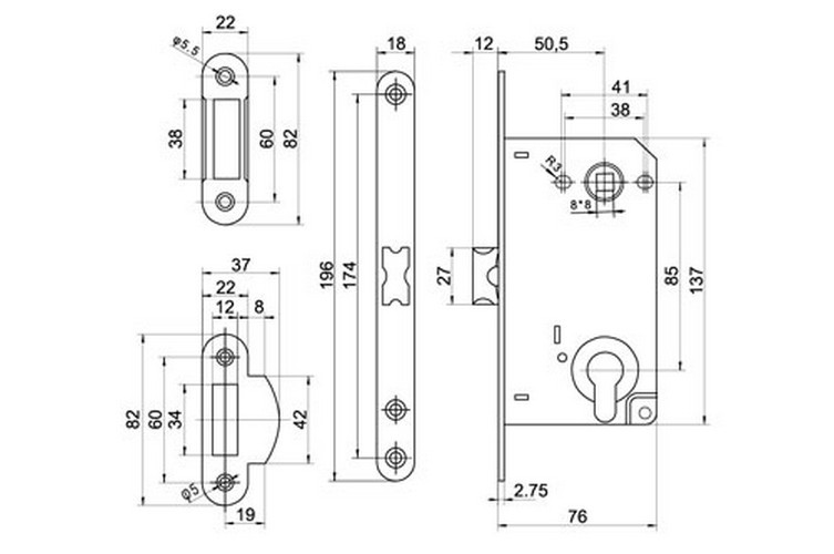 Корпус замка под цилиндр Palladium 385 AB Античная бронза