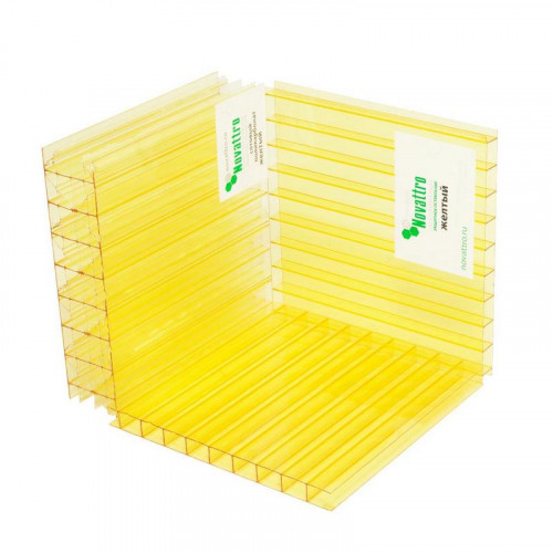 Сотовый поликарбонат 10мм Желтый 2,1х12м Новаттро 1,6кг/м2