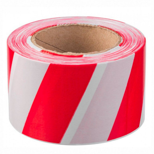 Лента сигнальная оградительная 75мм*200м красно-белая
