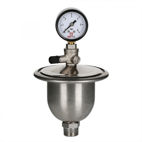 Компенсатор гидроудара 0,155л мембранный с манометром Valtec VT.CAR20.I.04001