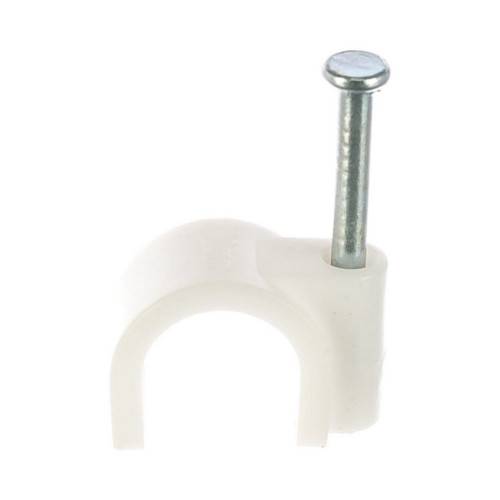 Держатели для круглого кабеля белые 6мм с гвоздями 50 штук