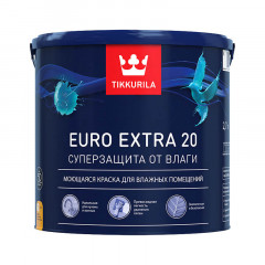 Краска акриловая Tikkurila Euro Extra 20 влагостойкая моющаяся полуматовая белый 2.7 л