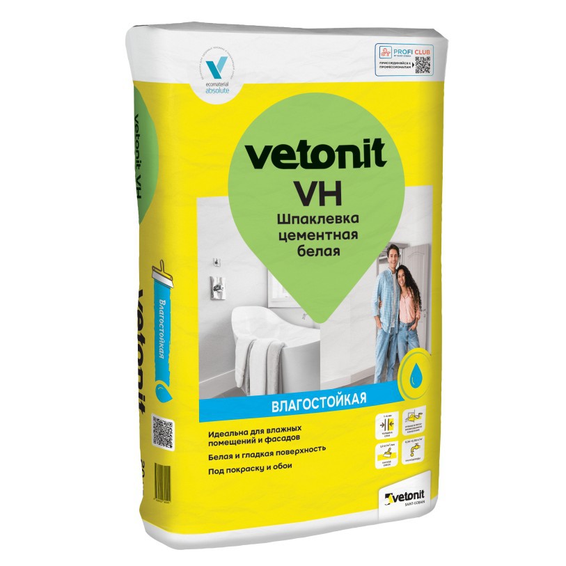 Шпаклевка Weber Vetonit VH (влагостойкая, финишная), 20 кг  в .