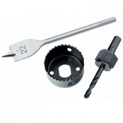 Набор для установки врезных замков, 3 предмета, перовое сверло 22мм, коронка 48мм