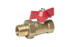 Кран шаровой 1/2 дюйма, рукоятка бабочка, американка, резьба внутренняя/наружная