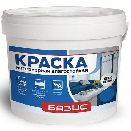 Краска интерьерная влагостойкая латексная повышенной белизны, 1.5 кг Базис Баупро