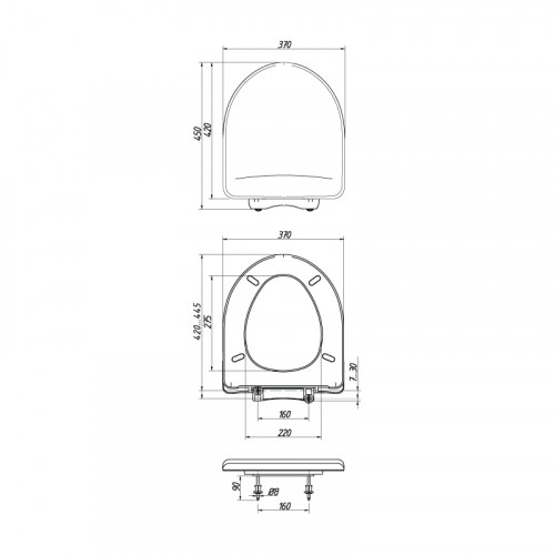 Сиденье для унитаза, белое КВ1-1 Orio