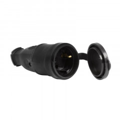 Розетка универсальная штепсельная, каучук, с заглушкой, однофазная черная