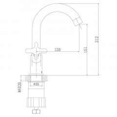 Смеситель для умывальника двуручный, хром Rossinka RS39-62U