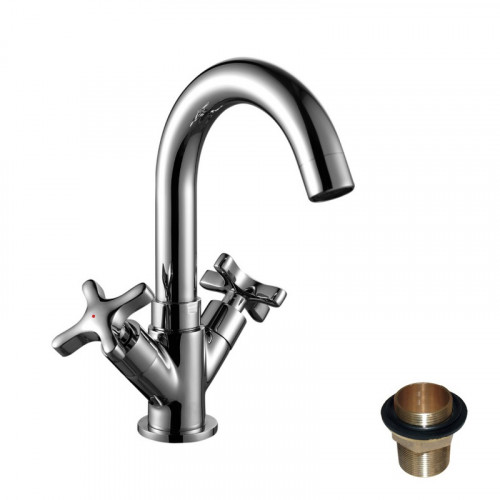 Смеситель для умывальника двуручный, хром Rossinka RS39-62U