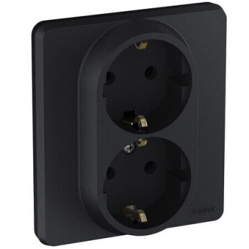 Розетка двухместная с заземлением 16А антрацит Inspiria Legrand 673753