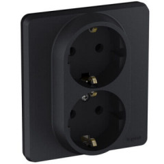 Розетка двухместная с заземлением 16А антрацит Inspiria Legrand 673753