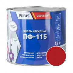 Эмаль ПФ-115 красная Decoself Pufas, 1,9кг