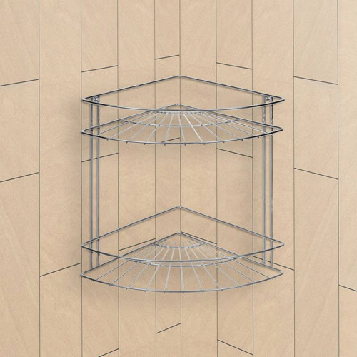 Полка для ванной угловая 2 яруса, хром