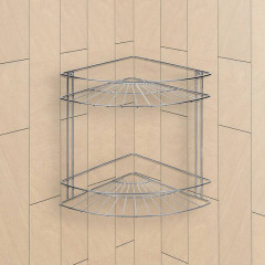 Полка для ванной угловая 2 яруса, хром