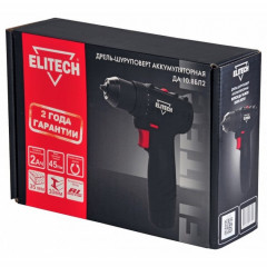 Дрель-шуруповерт аккумуляторная 10,8В, 2х2Ач, Li-Ion Elitech ДА 10.8БЛ2 (E2201.037.01)