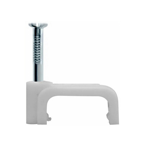 Держатели для плоского кабеля белые 10мм с гвоздями 50 штук