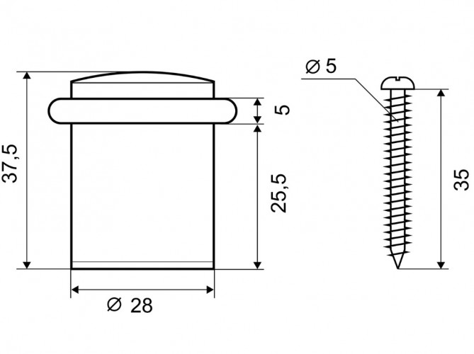 Упор дверной (стопор) латунь 04 РВ PALLADIUM