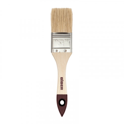 Кисть плоская 38мм, натуральная щетина, деревянная ручка, Стандарт Бибер 31123