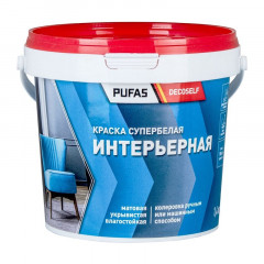 Краска интерьерная белая Pufas Decoself морозостойкая 0,89 л / 1,4 кг