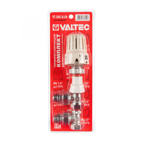 Клапан термостатический, головка, клапан запорный угловой 1/2" Valtec VT.045.N.04