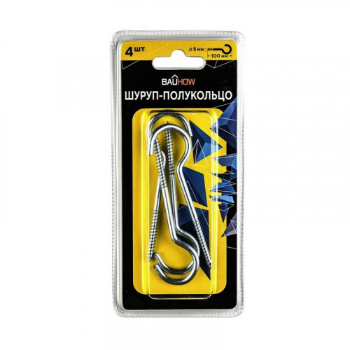 Шуруп-полукольцо 5х70/100 оцинкованный 4шт в блистере Bauhow
