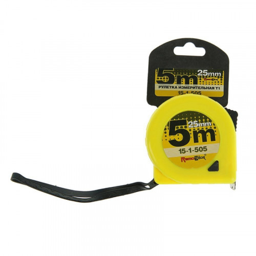 Рулетка Т1, две кнопки фиксации, 5м х 25мм РемоКолор 15-1-505
