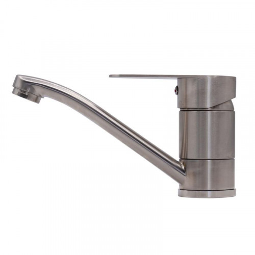 Смеситель для умывальника одноручный, короткий извив, нержавеющая сталь РемоКолор 67-0-783